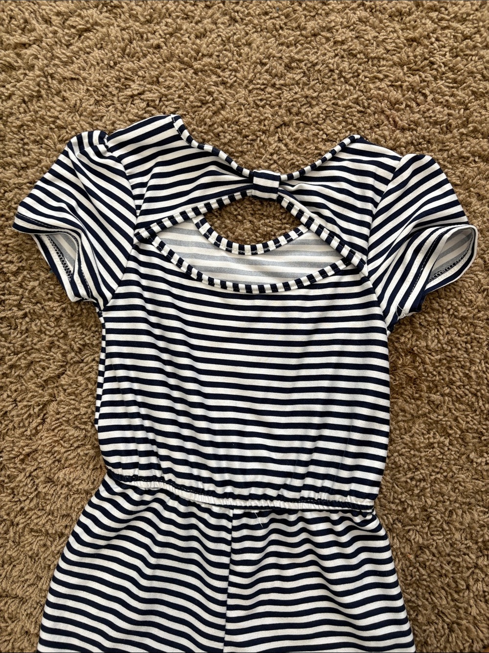 Girls' Navy & White Striped Short-Sleeve Romper - Picture 4 of 4